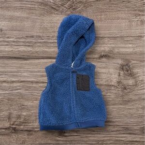 Little Me Baby Boy Blue Sherpa Full Zip Vest - Size 9 Months